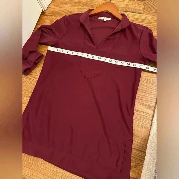 Jude Connally Women's Burgundy Jude Cloth Long Sleeve Chris Tunic Top Size Small - Picture 7 of 8